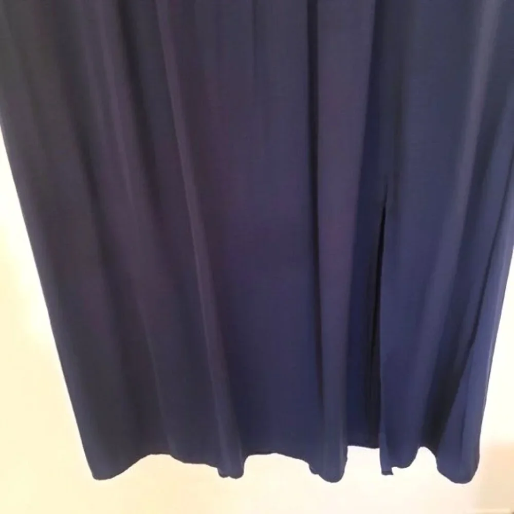 Chico's Rayon Blend Lightweight Blue Maxi Skirt w/Side Slit Chicos Sz 3/XL EUC